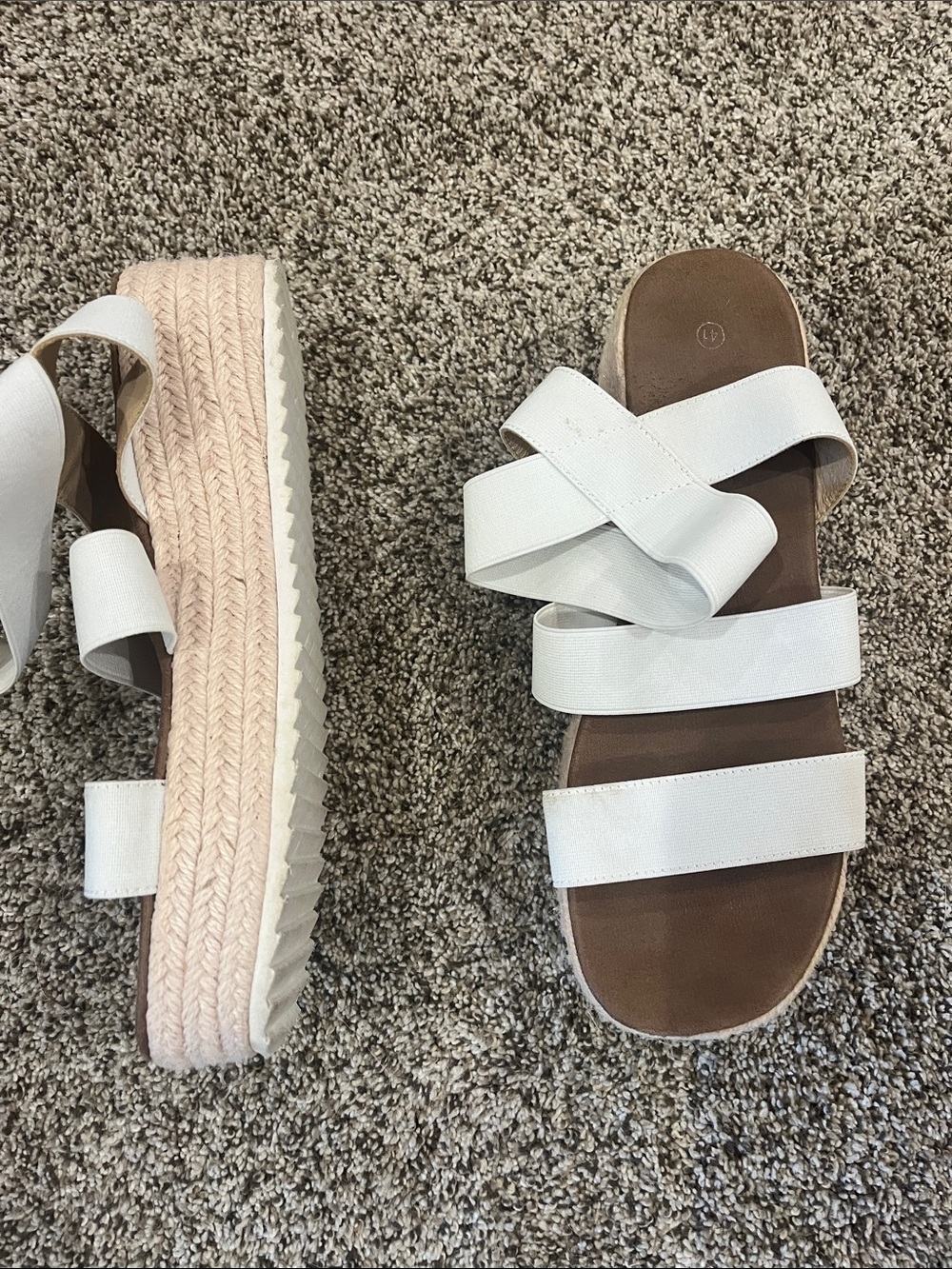 SHEIN White Crisscross Platform Slide Sandals